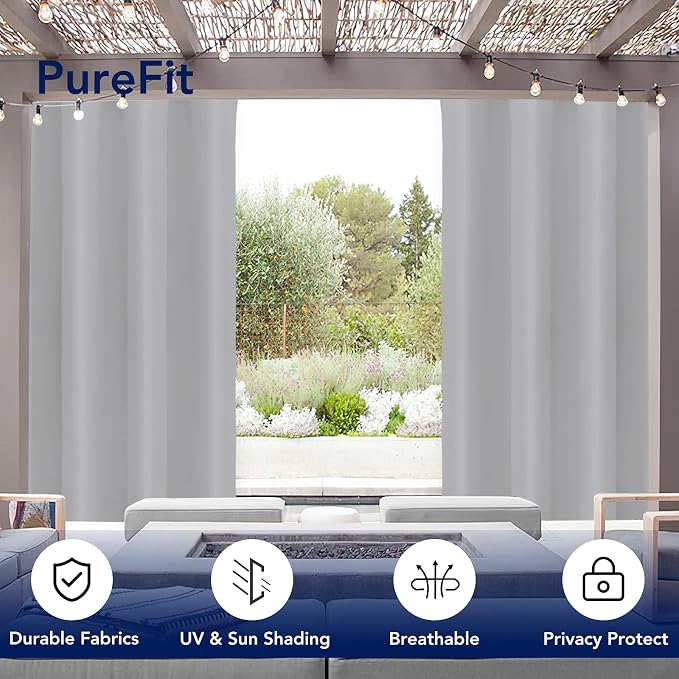 PureFit Outdoor Curtains for Patio Waterproof Weatherproof Outside Curtains | - Image 3