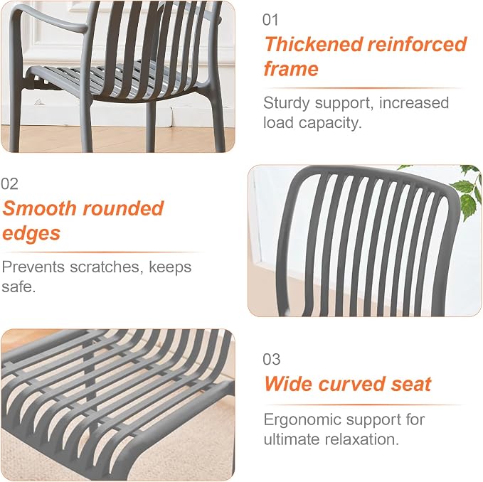 JPBSTO Patio Dining Chairs Set of 4, All-Weather Outdoor and Indoor Stackable - Image 5
