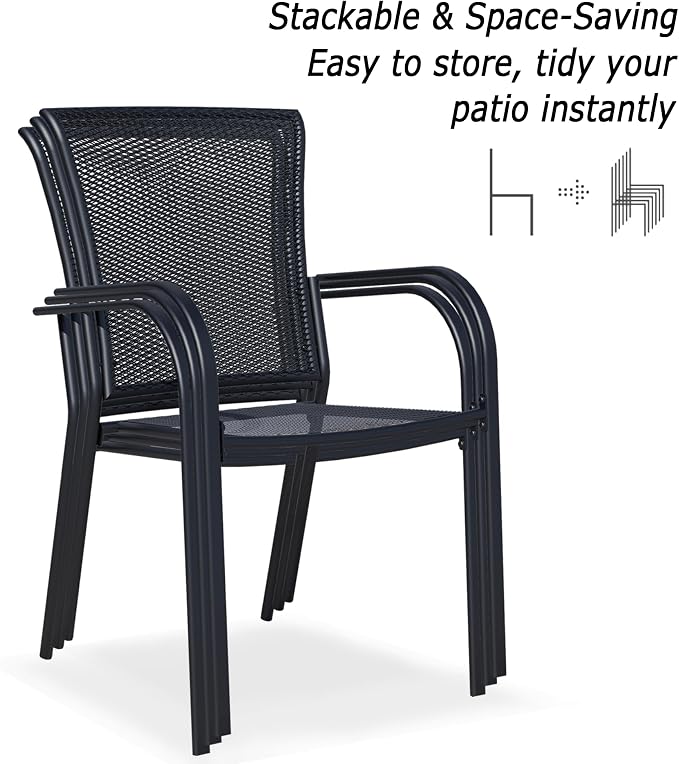 Patio Dining Chairs Set of 8, Metal Mesh Patio Furniture Set - Image 5
