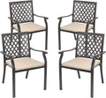Outdoor Stackable Patio Metal Dining Chairs 4-Piece Set by Aoodor