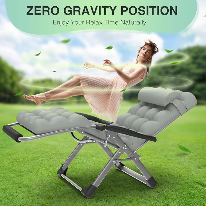 Suteck Oversized Zero Gravity Chair, Upgraded Lock and Footrest, Reclining - Image 6