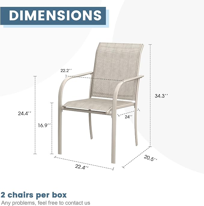 DIFY Patio Dining Chairs Set of 6, Stackable Outdoor Metal Chairs - Image 3