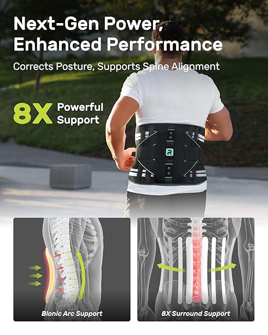 Back Brace for Lower Back for Women Men, Elastic Back Support Belt with 8 Stays for Lifting at Work, Breathable Soft Lumbar Support, Blue L