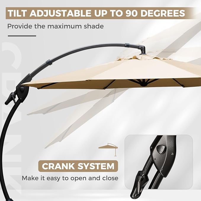 Grand patio 12FT Sunbrella Cantilever Round Umbrella - Image 4