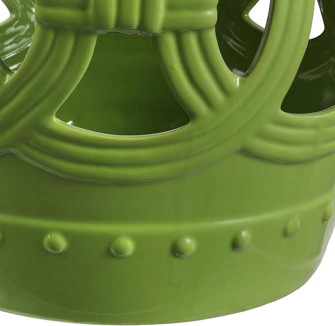 JONATHAN Y Lucky Coins 16" Ceramic Garden Stool Side Table, Matte Green | - Image 8