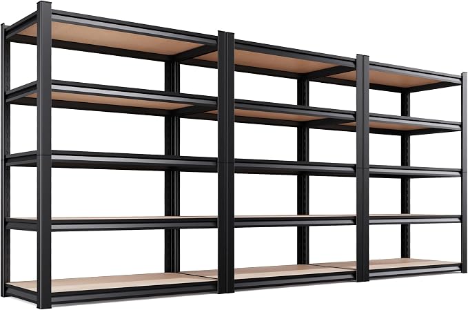 3-Pack 71.2"H Storage Shelves, 5 Tier Adjustable Wood Garage Shelving, Utility by KORVENA