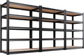 3-Pack 71.2"H Storage Shelves, 5 Tier Adjustable Wood Garage Shelving, Utility by KORVENA