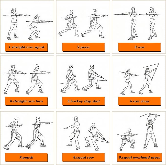 Shappy 1 Set Golf Swing Trainer Set - Sport Practice Aid System for Improving Swing Mechanics Core Strength Muscle Memory - Including Training Stick, Door Anchor, Resistance Band & Safety Strap