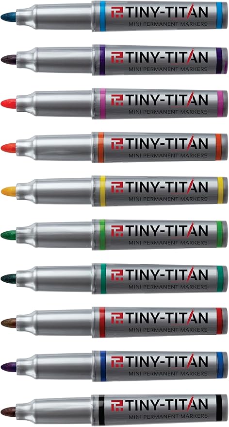 Tiny-Titan Mini Markers, Mini Markers, Keychain Clip, Golf Ball Marker, Clip On Nurse's Badge - Mini Markers - RED Ink - Fine Point - 4 Pens Per Pack