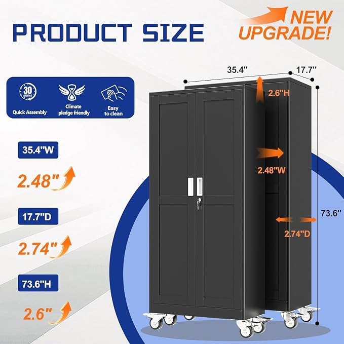 GAIOUS 73.6” Tall Metal Garage Storage Cabinet - Image 3