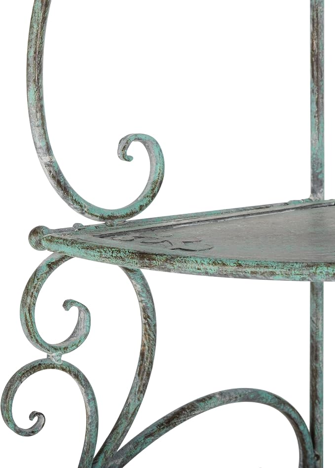SAFAVIEH Outdoor Collection Turuca Antique Dark Green Wrought Iron 4-Tier - Image 9