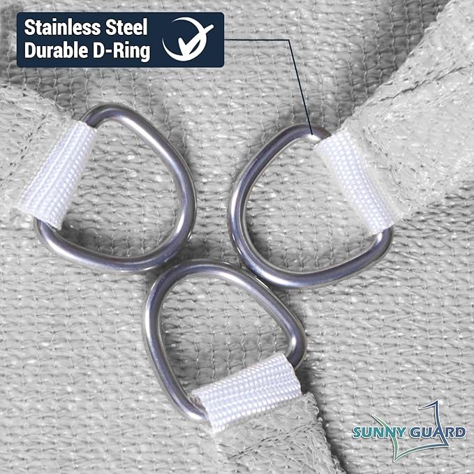 SUNNY GUARD Custom Size 10'x14'x17.2' Silver Grey Sun Shade Sail Right Triangle - Image 6