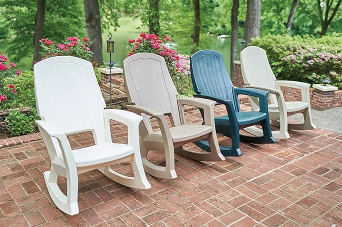 Rockaway Heavy Duty All Weather Patio or Deck Rocking Chair, Tan | Polyethylene - Image 4
