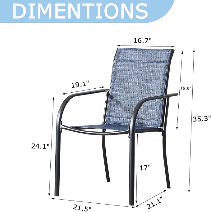 Stackable Patio Chairs Set of 6, Outdoor Dining Chairs - Image 2