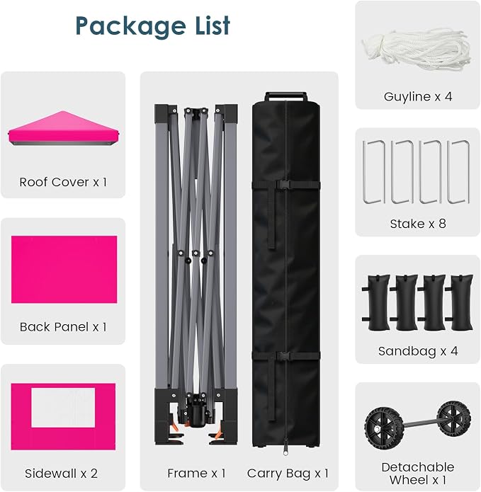 Raynesys 10x10ft Pop Up Canopy Tent - Image 6