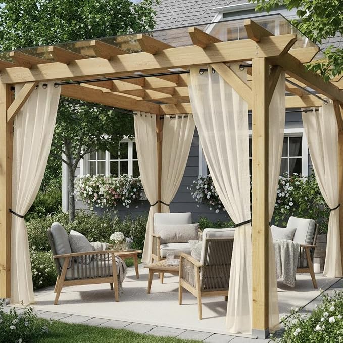 Semi Voile Beige Sheer Outdoor Curtains - Image 8