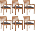 Stackable Patio Dining Chairs Set of 6, Dark Grey | Outdoor Acacia Wood Chairs by OCOrange-Casual
