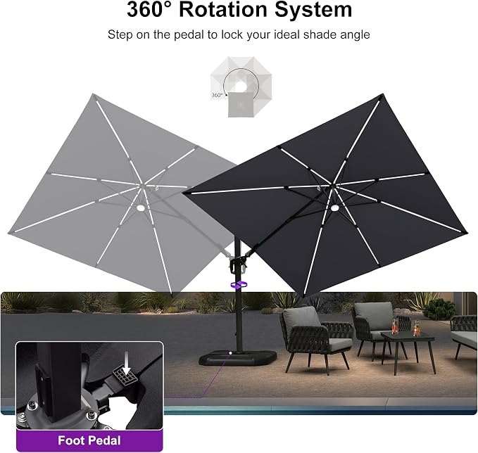 PURPLE LEAF Patio Umbrella Left-right Tilt 10FT - Image 8