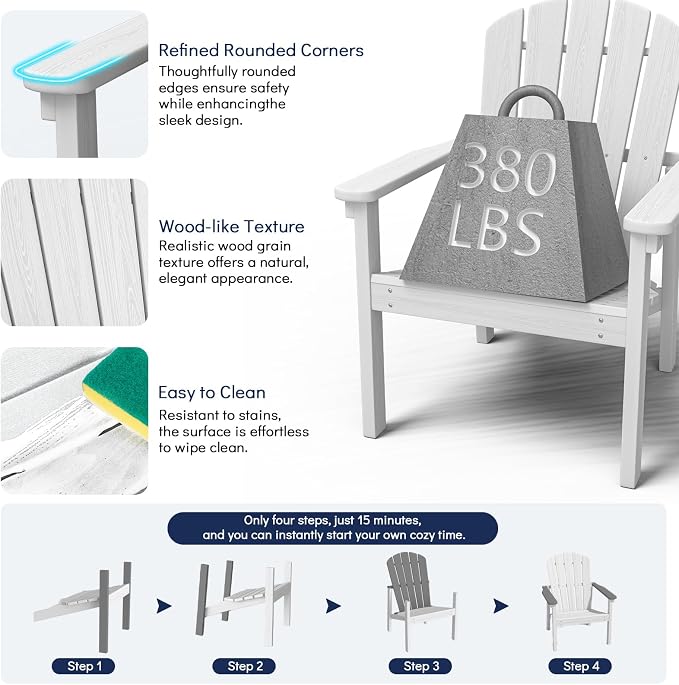 Stackable Adirondack Chairs Set of 2, Compact HDPE, All-Weather - Image 7