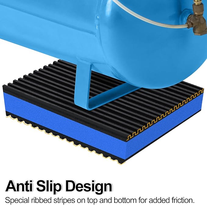 8 Pack Anti Vibration Pads for Washing Machine 6"x6"x7/8", Sound Isolation Vibrating Pad Ribbed Rubber Damping Mat EVA Center for Air Compressors, Conditioner, Treadmill, HVAC Washer Dryer