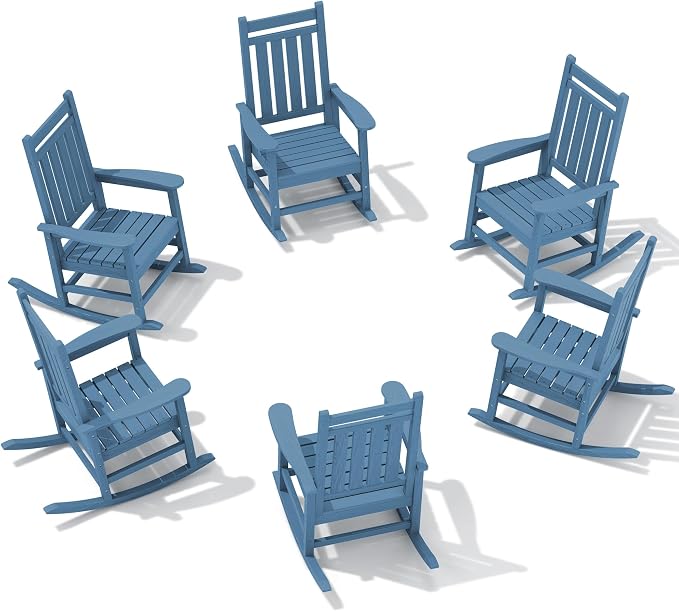 SERWALL Outdoor Rocking Chair Set of 6, Patio Rocking Chairs by SERWALL