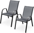 COSTWAY Patio Stackable Dining Chairs Set of 2 by COSTWAY