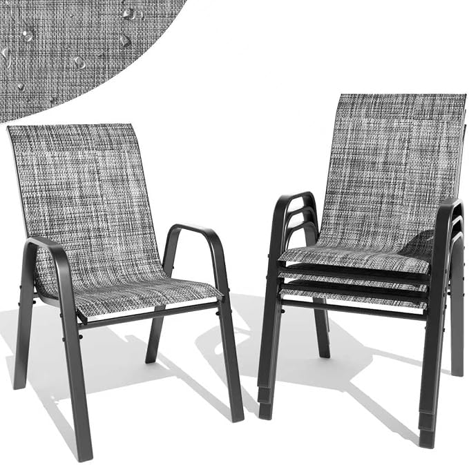 Patio Dining Chairs Set of 4 Outdoor Stackable Dining Chairs by TQKVIPI