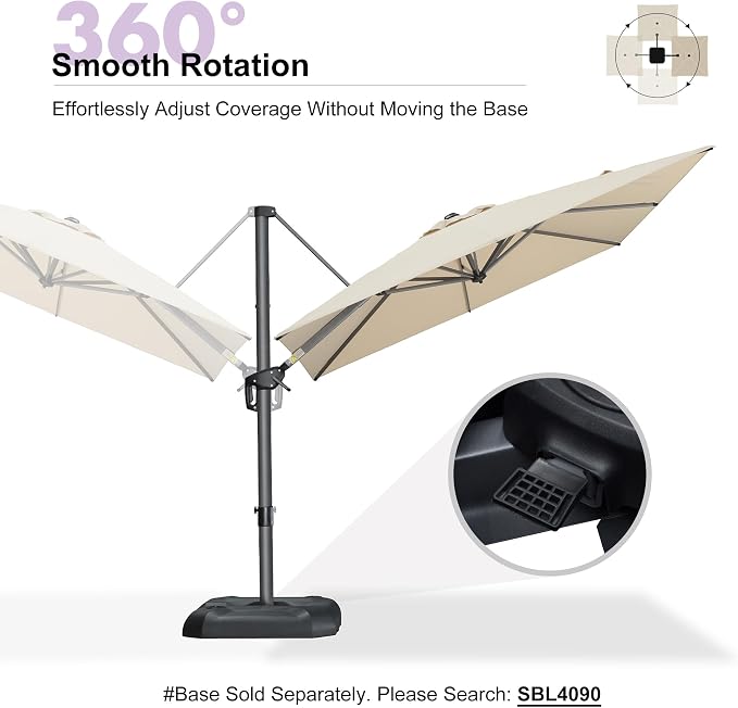 PURPLE LEAF Outdoor Umbrella 8' x 8' Square Premium Sun Protection Beige | - Image 8