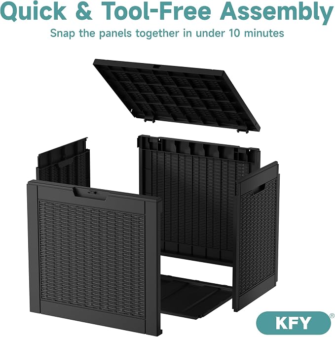 31 Gallon Waterproof Resin Deck Box, UV Resistant Outdoor Storage - Image 6