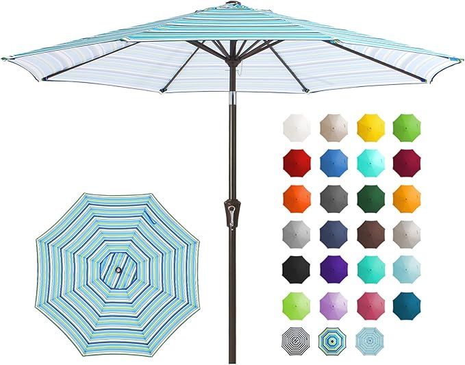 JEAREY 9FT Outdoor Patio Umbrella, Market Umbrella, Tilt & Crank UV Protection by JEAREYOutdoorsCollection