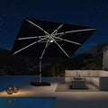 PURPLE LEAF Cantilever Umbrella 9' X 12' Solar LED Light Patio Deck, Stays by PURPLELEAF