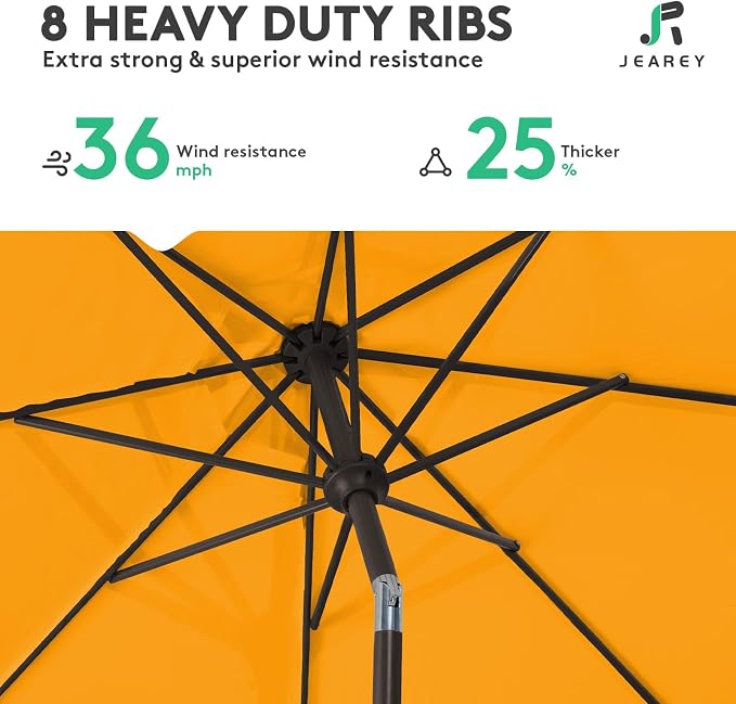 JEAREY 9FT Outdoor Patio Umbrella, Market Umbrella, Sun Orange | Outdoor Table - Image 5