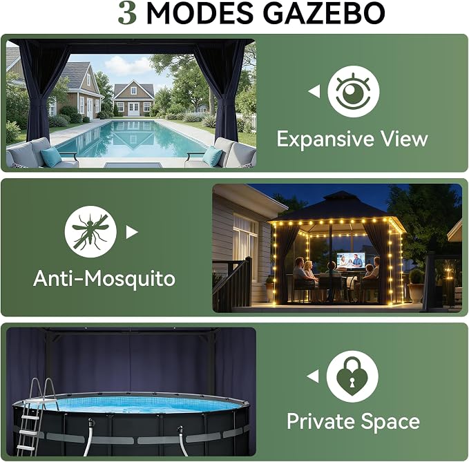 Aoxun 8x8FT Metal Frame Outdoor Gazebo - Image 5