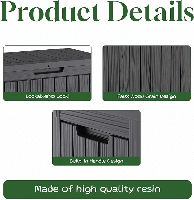 PatioZen 50 Gallon Outdoor Storage Box, Heavy Duty Resin Deck Box Organization - Image 5