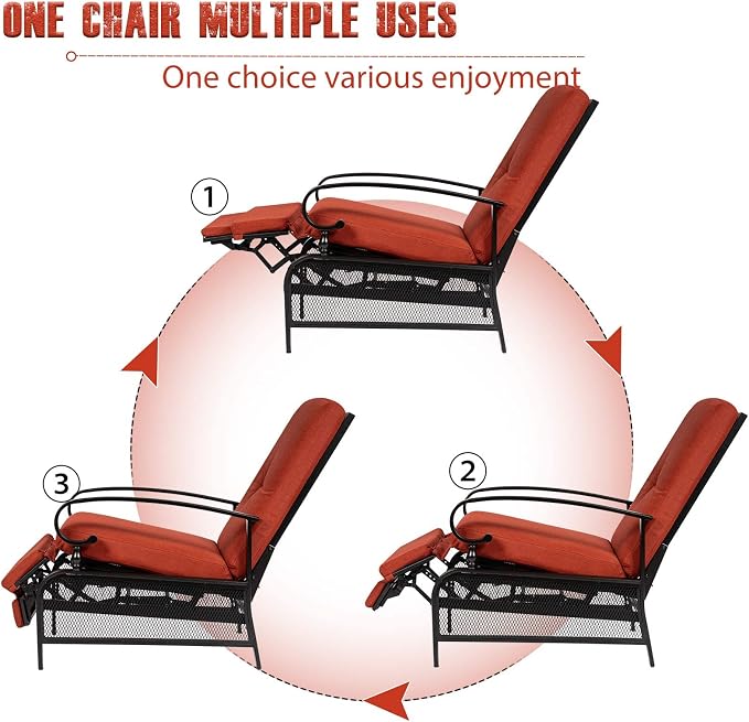 SUNCROWN Outdoor Recliner Chair Patio Adjustable Recliner Chair and Side Bistro - Image 5