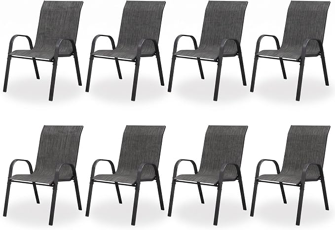 Patio Dining Chairs Set of 8, Stackable Dining Chairs High Back, Breathable by VonzoyHome
