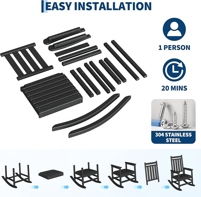 HDPE Rocking Chair Outdoor Set of 4 - Image 6