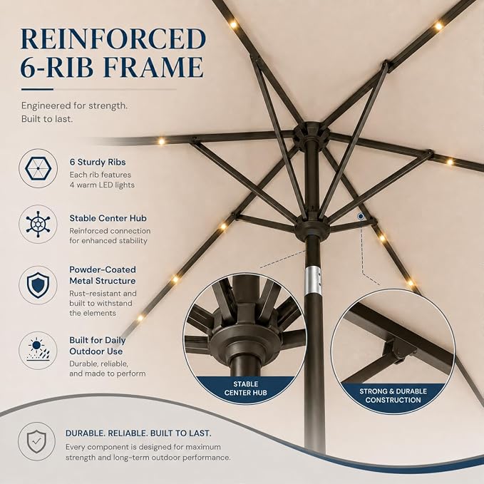 6.5 x 10ft Rectangular Patio Umbrella - Image 4