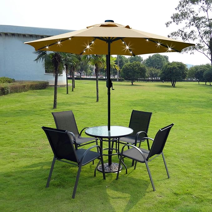 Sunnyglade 9' Solar LED Patio Umbrella, 8 Ribs, Tilt & Crank | 9Ft Patio - Image 4