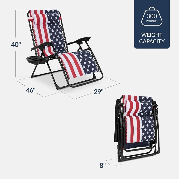 Best Choice Products Oversized Padded Zero Gravity Chair, Folding Outdoor Patio - Image 2