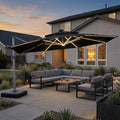 PURPLE LEAF Cantilever Umbrella 13ft Solar LED Light Double Top, Stays bright by PURPLELEAF