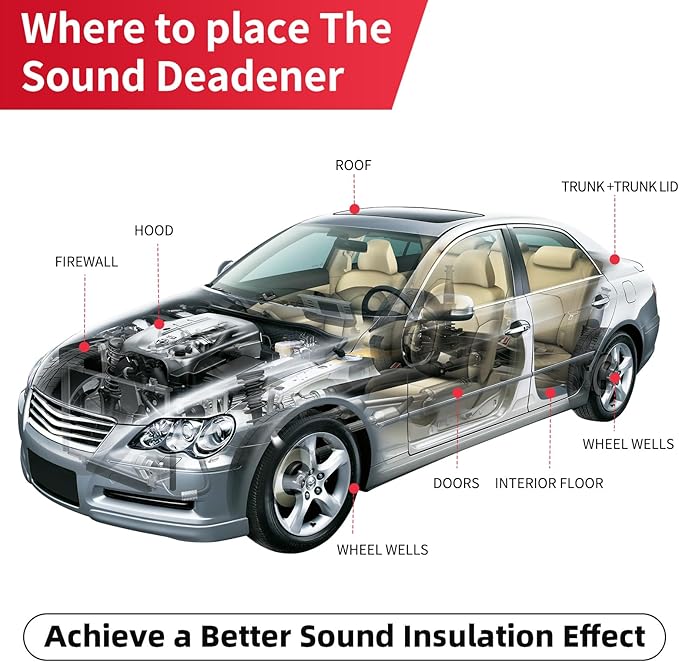 Car Sound Deadening Mat 394mil 18sqft - Automotive Hood Insulation Pad - Self-Adhesive Auto Audio Heat Shield Sound Dampening Foam Board Aluminum for Door Floor