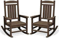 Oversized Outdoor Rocking Chair Set of 2, HDPE Porch Rocker, Coffee | by KINGYES