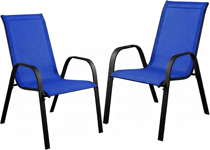 Stackable Patio Chairs Set of 1/2/4, Heavy Duty Metal Frame & Teslin Fabric - Image 9