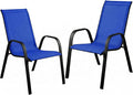 Stackable Patio Chairs Set of 1/2/4, Heavy Duty Metal Frame & Teslin Fabric by Unknown