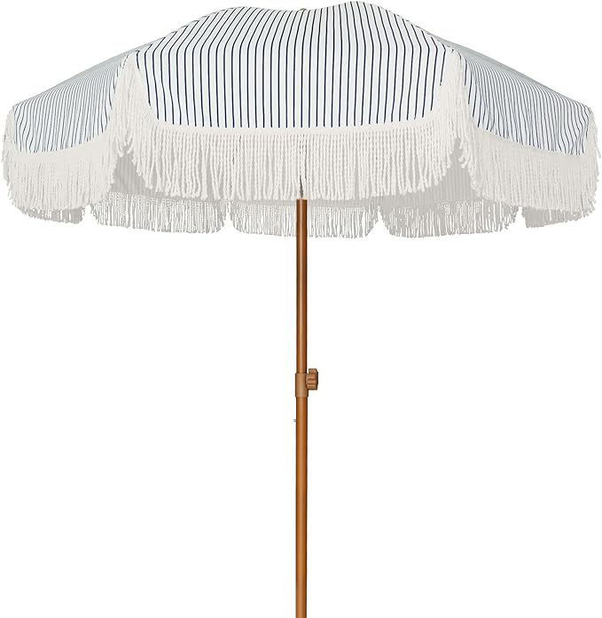AMMSUN 7ft Patio Umbrella with Fringe Outdoor Tassel Umbrella UPF50+ Premium by AMMSUN