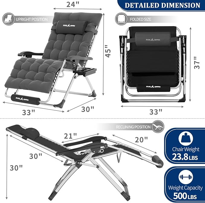 UDPATIO Oversized Zero Gravity Chair Patio Reclining Chairs - Image 3