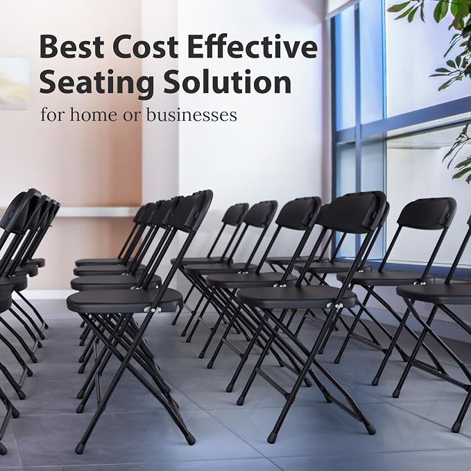 10 Pack Foldable Plastic Chair | Folding & Stackable | 350 lbs Capacity Steel - Image 5