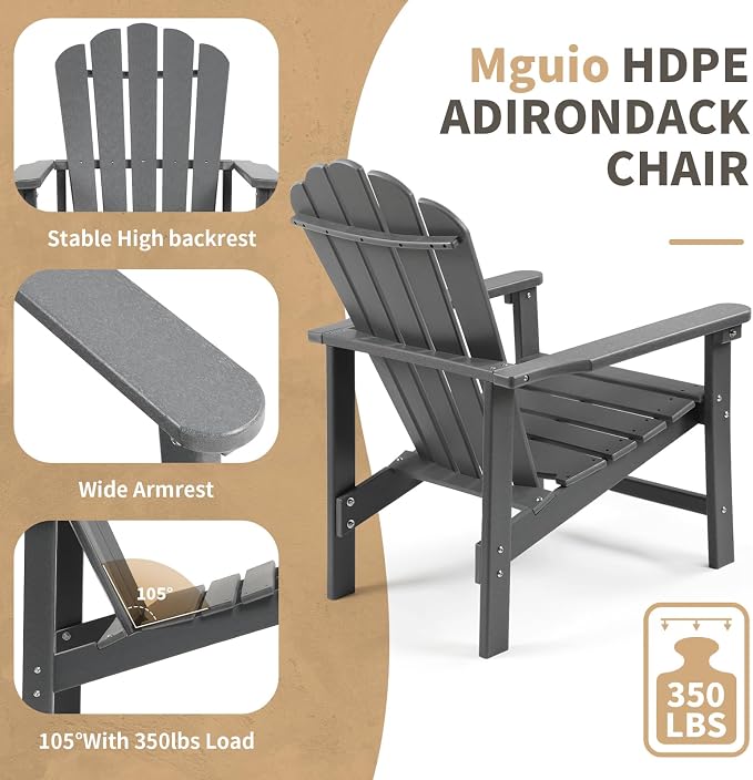 Oversized Stackable Adirondack Chair, HDPE All-Weather Fire Pit Chair | - Image 5