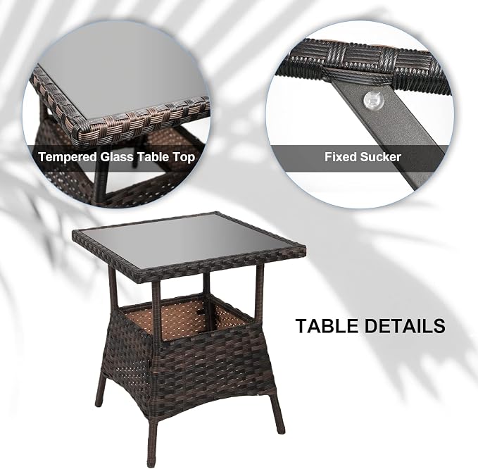 3 pcs Rocking Bistro Set Conversation Chairs PE Wicker Outdoor Rocking Chairs & - Image 6